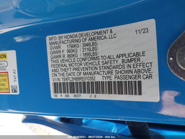 Honda Civic Sport 2024 19XFL2H88RE010352 Image 9