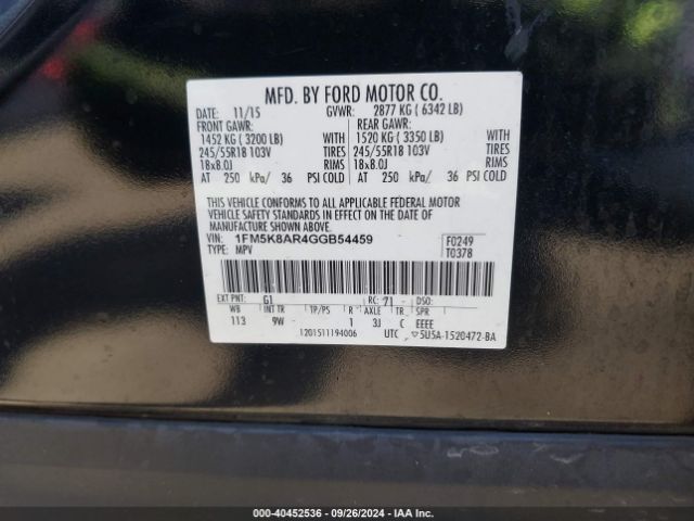 1FM5K8AR4GGB54459 Ford Utility Police Interceptor