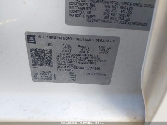 3GCUYDEDXMG234449 Chevrolet Silverado 1500 4wd  Short Bed Lt