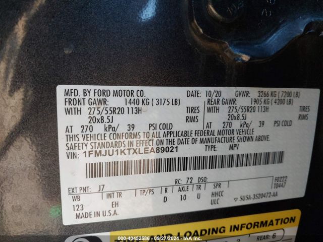 1FMJU1KTXLEA89021 Ford Expedition Limited