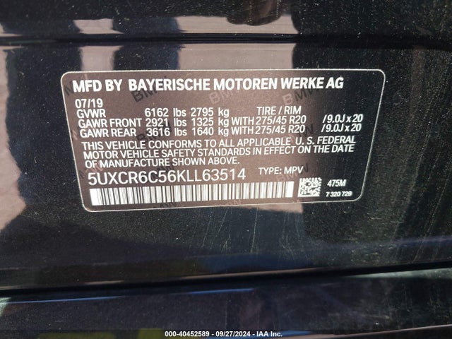 5UXCR6C56KLL63514 BMW X5 Xdrive40i
