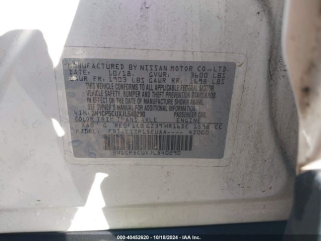 3N1CP5CUXJL540290 Nissan KICKS SV