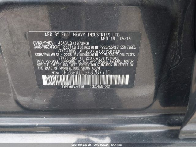 JF2GPADC5F8287710 Subaru Xv Crosstrek 2.0i Premium