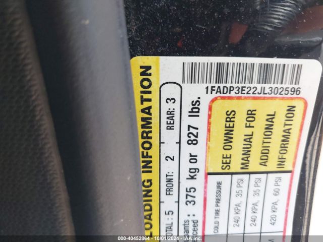 1FADP3E22JL302596 Ford FOCUS S