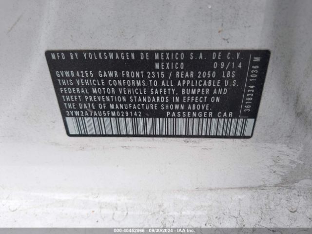 3VW2A7AU5FM029142 Volkswagen Golf Tdi Sel 4-door