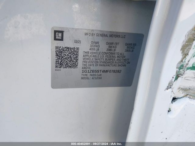 1G1ZB5ST4MF078282 Chevrolet Malibu Fwd Ls