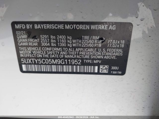 5UXTY5C05M9G11952 BMW X3 Xdrive30i