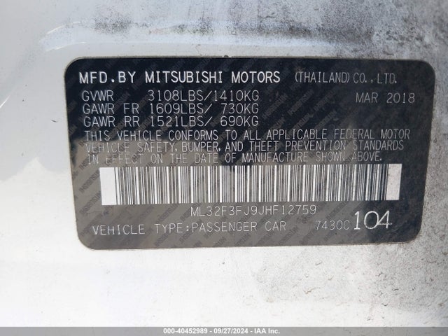 2018 MITSUBISHI MIRAGE G4 ML32F3FJ9JHF12759 Photo 8