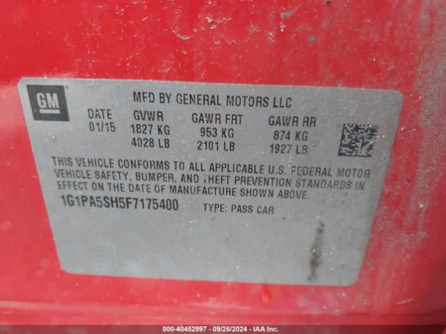1G1PA5SH5F7175400 Chevrolet Cruze Ls Auto