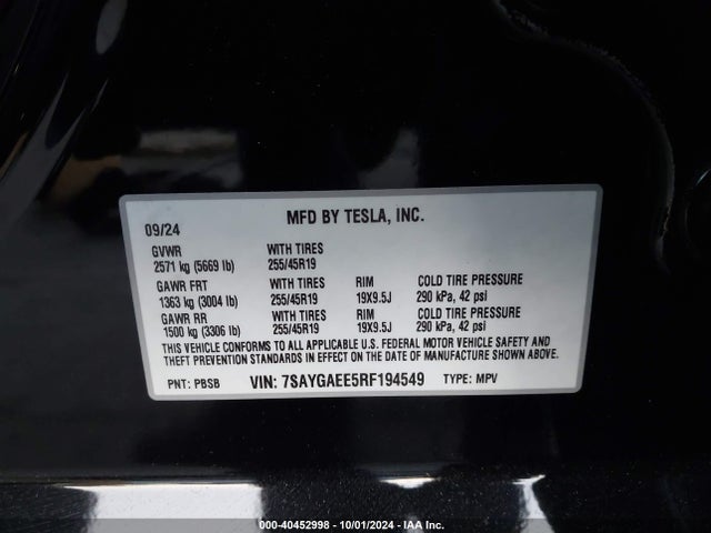 2024 TESLA MODEL Y 7SAYGAEE5RF194549 Photo 8