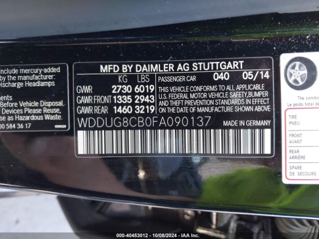 WDDUG8CB0FA090137 Mercedes-Benz S 550