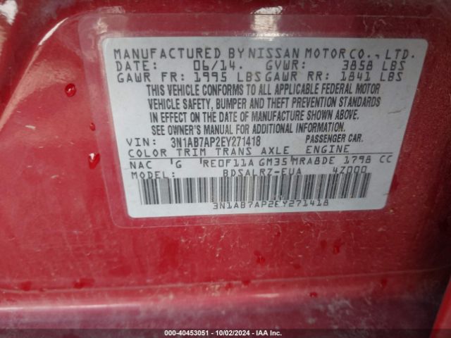 3N1AB7AP2EY271418 Nissan SENTRA SR