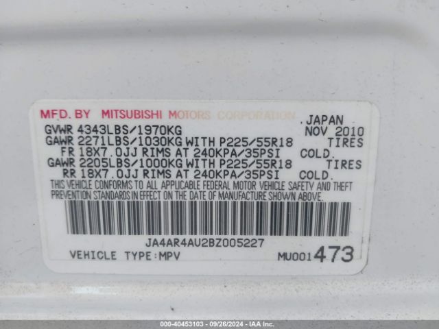 2011 MITSUBISHI OUTLANDER SPORT JA4AR4AU2BZ005227 Photo 8