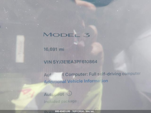 5YJ3E1EA3PF610864 Tesla Model 3 Rear-wheel Drive