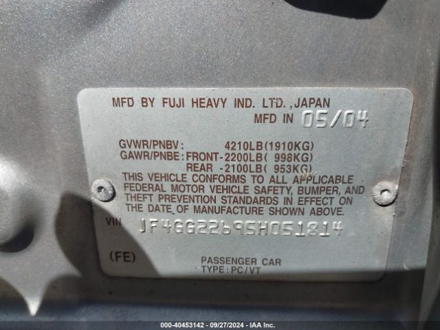 2005 SAAB 9-2X JF4GG22695H051814 Photo 8