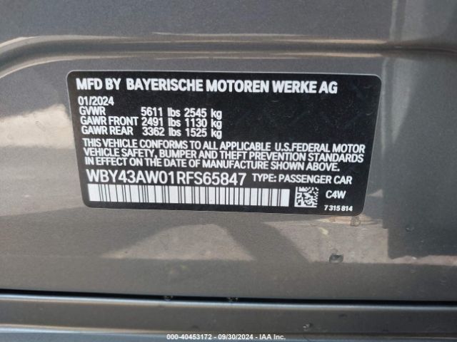WBY43AW01RFS65847 BMW I4 Edrive35