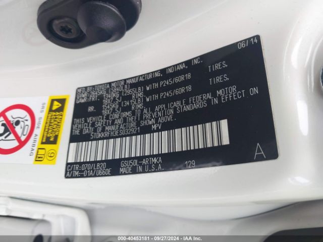 5TDKKRFH3ES032921 Toyota Highlander Xle V6
