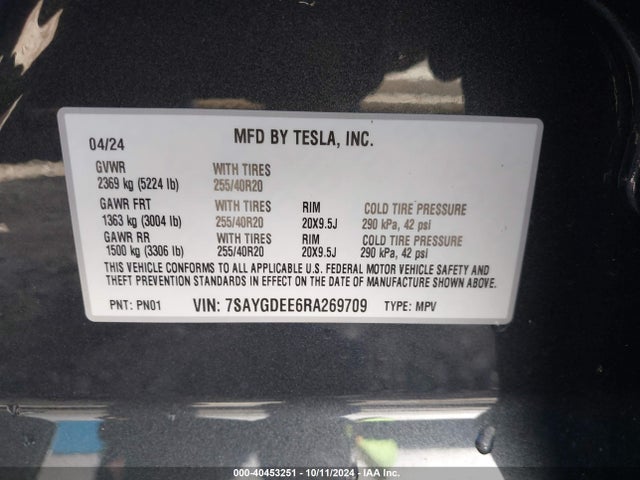 2024 TESLA MODEL Y 7SAYGDEE6RA269709 Photo 8