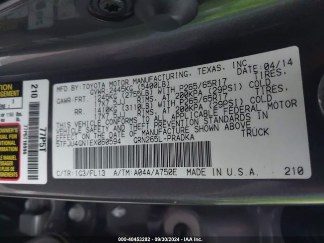 5TFJU4GN1EX060594 Toyota Tacoma Prerunner V6