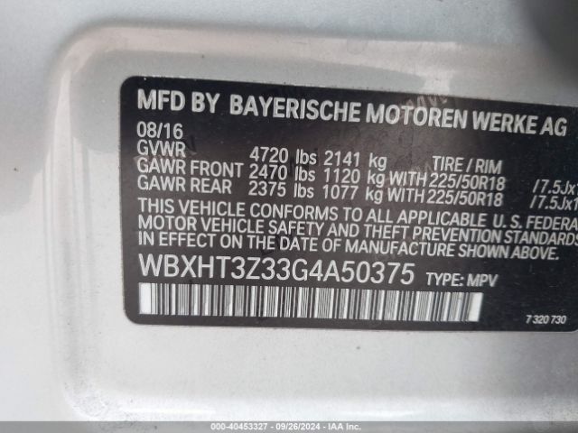 WBXHT3Z33G4A50375 BMW X1 Xdrive28i