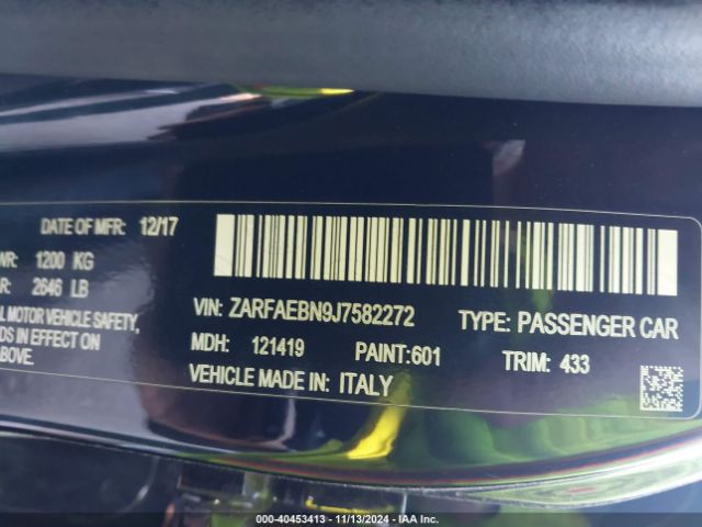 ZARFAEBN9J7582272 Alfa Romeo Giulia Rwd
