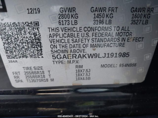 5GAERAKW9LJ191985 Buick Enclave Fwd Preferred