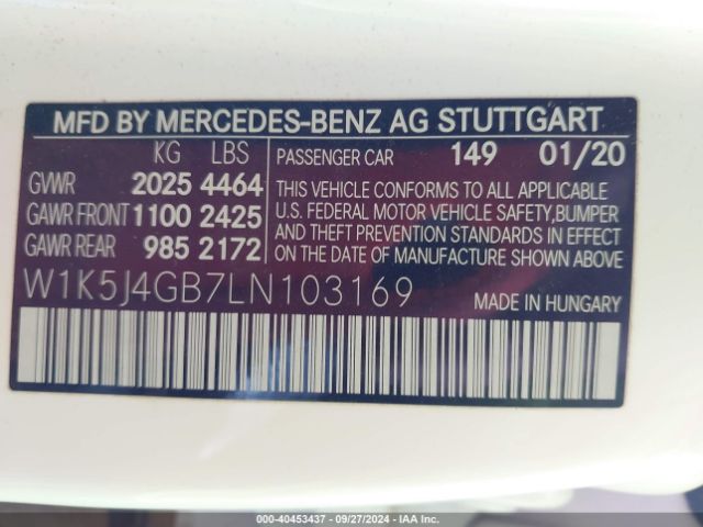 W1K5J4GB7LN103169 Mercedes-Benz CLA 250
