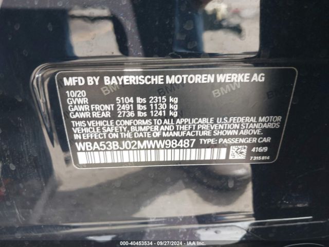 WBA53BJ02MWW98487 BMW 540I