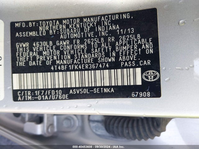 Toyota CAMRY LE 2014 4T4BF1FK4ER367474 Image 9