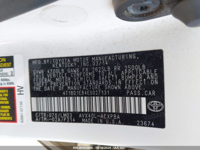 4T1BD1EB4EU027131 Toyota Avalon Hybrid Limited