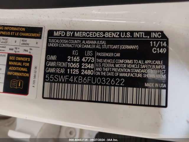 55SWF4KB6FU032622 Mercedes-Benz C 300 4matic/luxury 4matic/sport 4matic