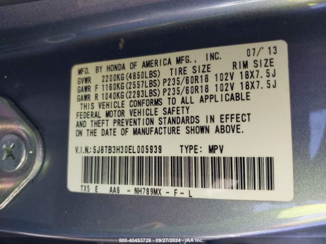 5J8TB3H30EL005939 Acura RDX