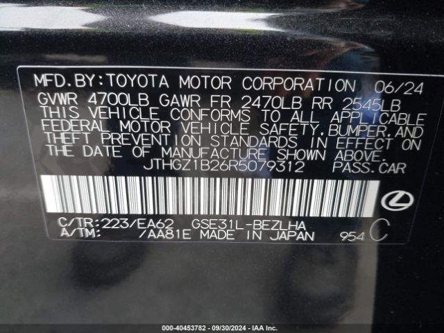 JTHGZ1B26R5079312 Lexus Is 350 F Sport