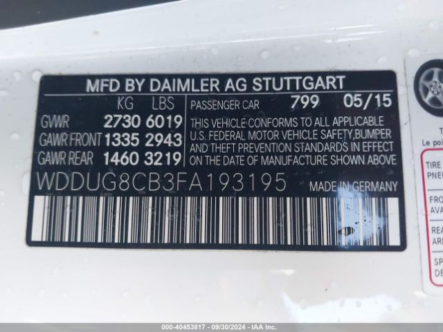 WDDUG8CB3FA193195 Mercedes-Benz S 550