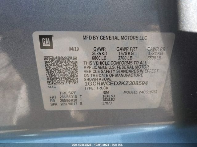 1GCRWCED2KZ308594 Chevrolet Silverado 1500 Lt