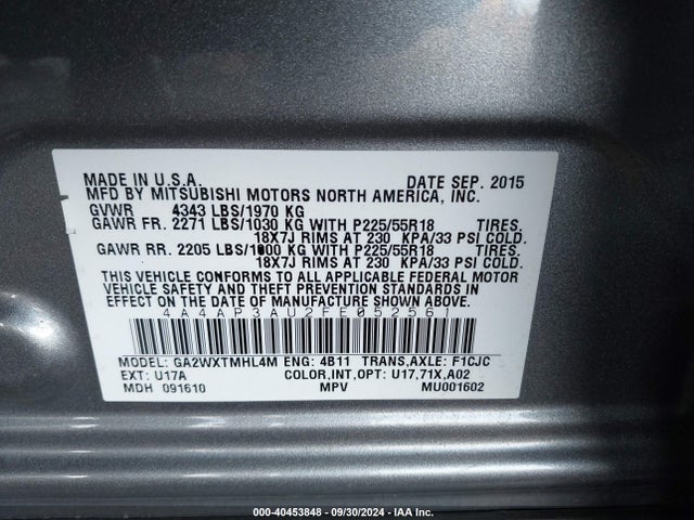 2015 MITSUBISHI OUTLANDER SPORT 4A4AP3AU2FE052561 Photo 8