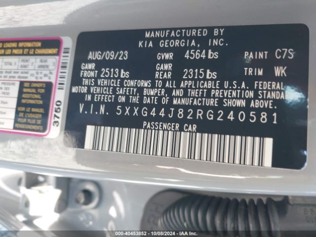 5XXG44J82RG240581 KIA K5 Gt