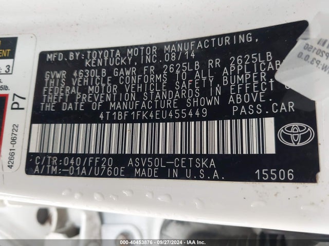 Toyota CAMRY SE 2014 4T1BF1FK4EU455449 Image 9