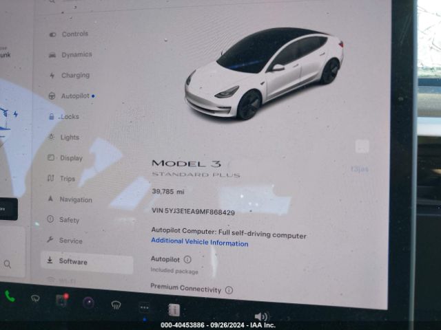 5YJ3E1EA9MF868429 Tesla Model 3 Standard Range Plus Rear-wheel Drive