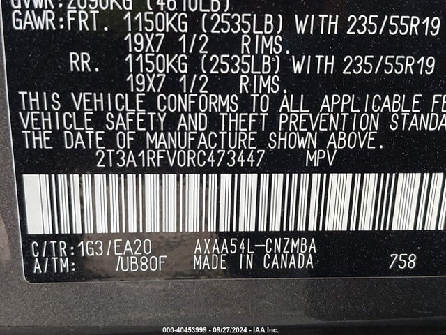 Toyota Rav4 Xle Premium 2024 2T3A1RFV0RC473447 Image 9