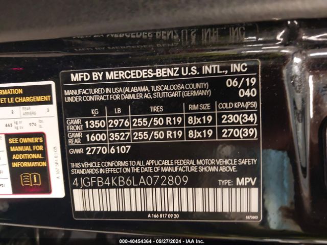 4JGFB4KB6LA072809 Mercedes-Benz Gle 350 4matic