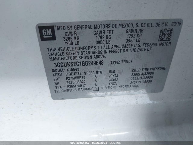 Chevrolet Silverado 1500 2lz 2016 3GCUKSEC1GG249648 Image 9