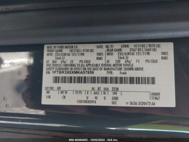 1FTBR3X8XMKA57859 Ford Transit-250 Cargo Van