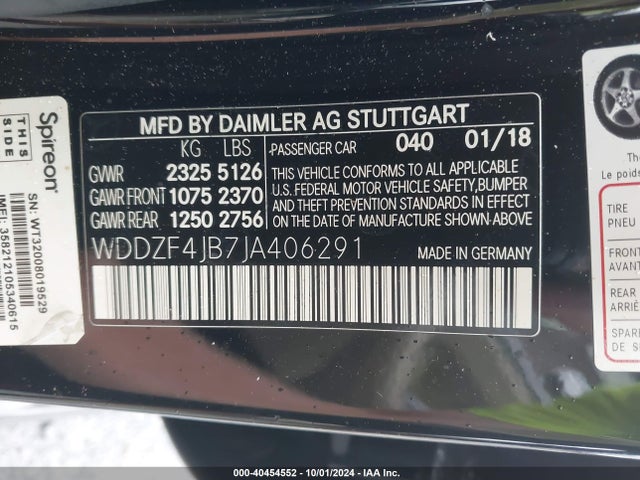 WDDZF4JB7JA406291 Mercedes-Benz E 300