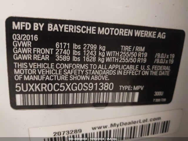 BMW X5 Xdrive35i 2016 5UXKR0C5XG0S91380 Image 9