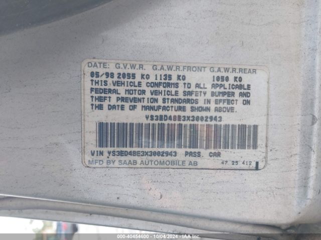 1999 SAAB 9-5 YS3ED48E3X3002943 Photo 8