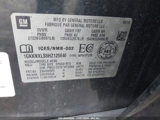 GMC Acadia Denali 2017 1GKKNXLS8HZ125646 Image 9
