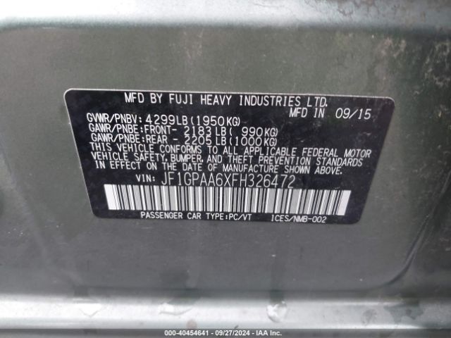 JF1GPAA6XFH326472 Subaru Impreza 2.0i