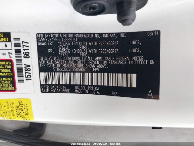 5TDKK3DC2ES505907 Toyota Sienna Le V6 8 Passenger