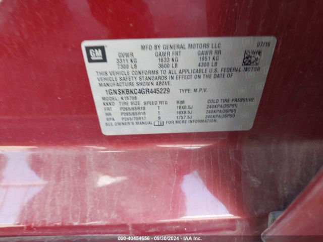 1GNSKBKC4GR445229 Chevrolet Tahoe Lt